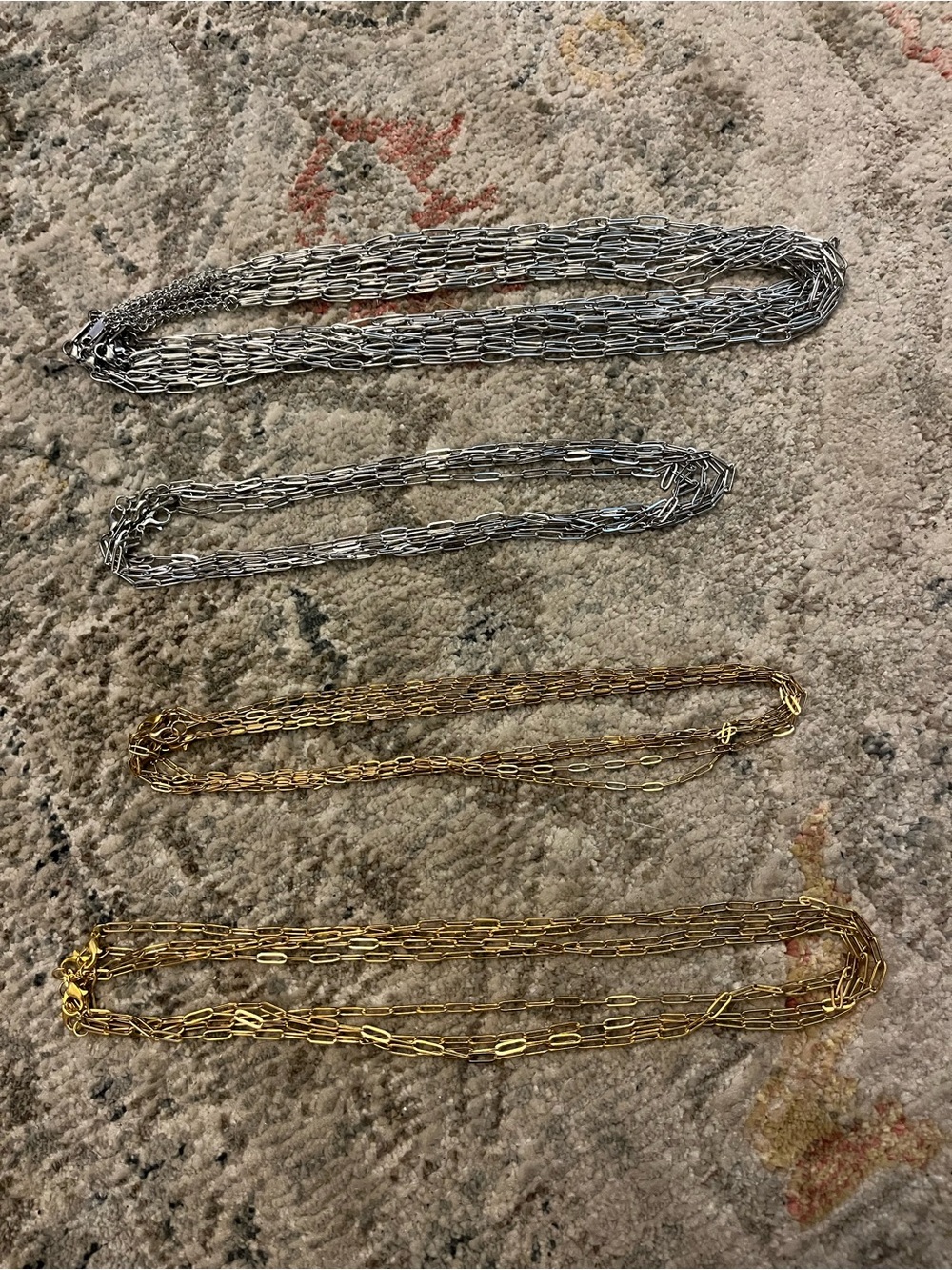 Gold and Silver Paperclip Chain Necklace Set - 25 total